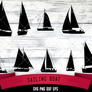 Sail Boat svg file, yacht svg cut file, silhouette studio, cricut design space, Svg, Png, Eps, Pdf, Vector Design
