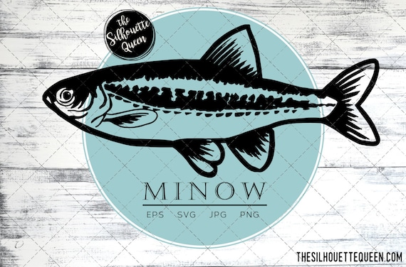 Minnow Fish, SVG Design Files, Hand Drawn Fishing Vector Clipart