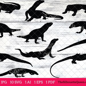 Komodo dragon svg, monogram, svg file, cuttable, svg bundle, cut files, Komodo dragon silhouette, cricut files, vector eps, jpg