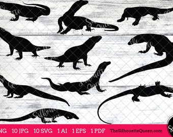 Komodo dragon svg, monogram, svg file, cuttable, svg bundle, cut files, Komodo dragon silhouette, cricut files, vector eps, jpg