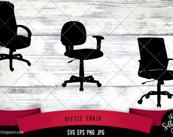 Office Chair Silhouette Vector | Office Chair SVG | Clipart | Graphic | Cutting files for Cricut, Silhouette