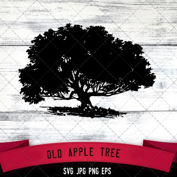 Old Apple Tree SVG -Vector Art Commercial & Personal Use- Cricut,Silhouette,Cameo,Vinyl Cut