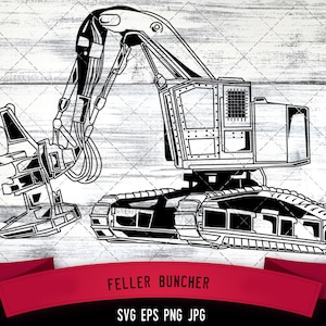 Feller Buncher Vector Logo, Société de location de transport, Clipart, Graphique, Fichiers SVG pour Cricut, Images vectorielles, Silhouette, Clip Art