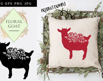 Floral Goat svg, Feminine Goat svg,  svg file,cuttable, Cute Goat, Goat cut files, Goat silhouette, Goat cricut files, vector eps, jpg