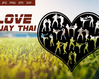 Muay Thai Love SVG Cut File Design, Silhouette, Cricut, Heart  Muay Thai,  Diecut Machine Digital File, Instant Download  dxf, png