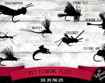 Fly Fishing Flies Svg,  Cricut files, Silhouette Studio Vector Design, Cut File, Scan n Cut, eps file, dxf png