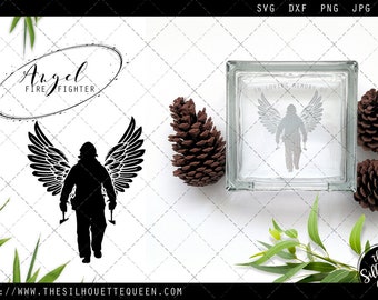 RIP Fire Fighter, Memorial with Angel Wings SVG, Sympathy Svg, In Loving Memory of files for cricut
