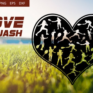 Squash Women Love SVG Cut File Design, Silhouette, Cricut, Heart Player, Diecut Machine Digital File, Instant Download dxf, png image 1
