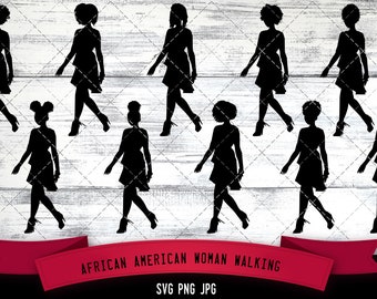 African American Woman Walking, woman walking svg, African woman svg,  fit woman svg woman walking away, cut files for Cricut