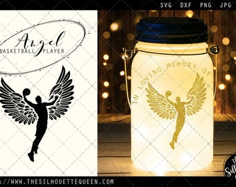 RIP Basketball Player, Memorial with Angel Wings SVG, Sympathy Svg, In Loving Memory of files for cricut