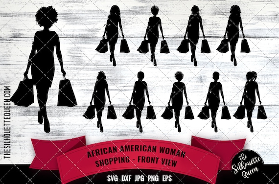 Download African American Woman Shopping Front View Svg Black Etsy