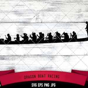 Vetor de silhueta de corrida de barco dragão | Corrida de barco dragão SVG | Clipart | Gráfico | Arquivos de corte para Cricut, Silhouette