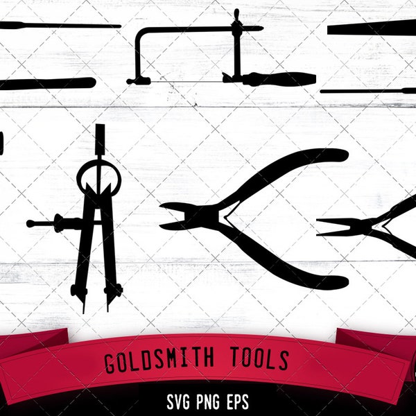 Goldsmith outils svg, orfèvre svg, pinces svg, bijoutiers scie svg, couteau svg, svg professionnel, outils svg, fichiers coupés pour circuit