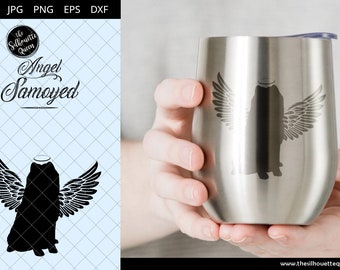 Samoyed #2 with Wings SVG, Pet Memorial, RIP Angel, In Loving Memory, Animal Lover Vector for Cricut, Silhouette Studio, Scan and Cut files