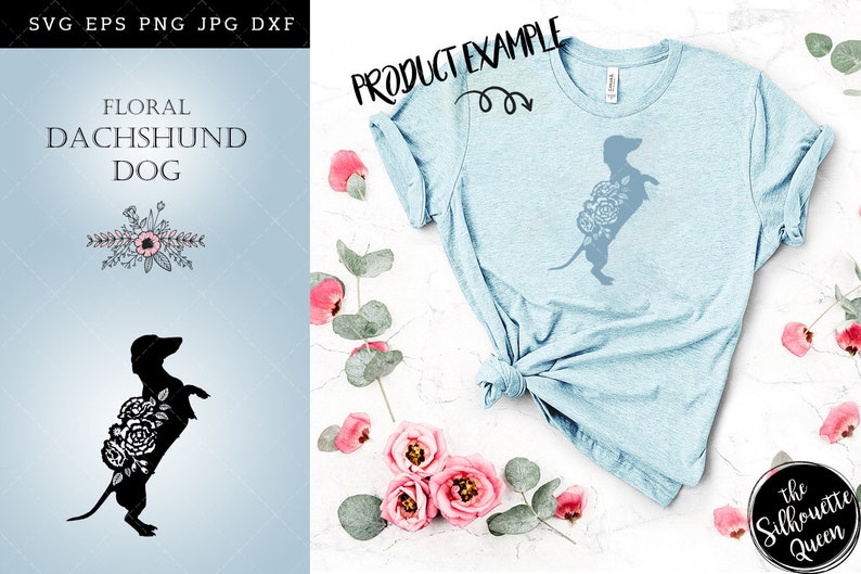 Download Floral Dachshund Dog svg file for cricut for silhouette ...