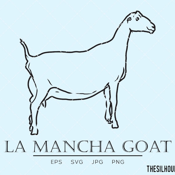 La Mancha Goat, American Lamancha, domestic animal svg, goat meat svg, milking goat svg, crossbreeding svg, cut files for circuit