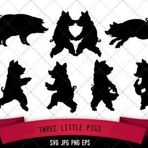 Three Little Pigs SVG -Vector Art Commercial & Personal Use- Cricut,Silhouette,Cameo,Vinyl Cut