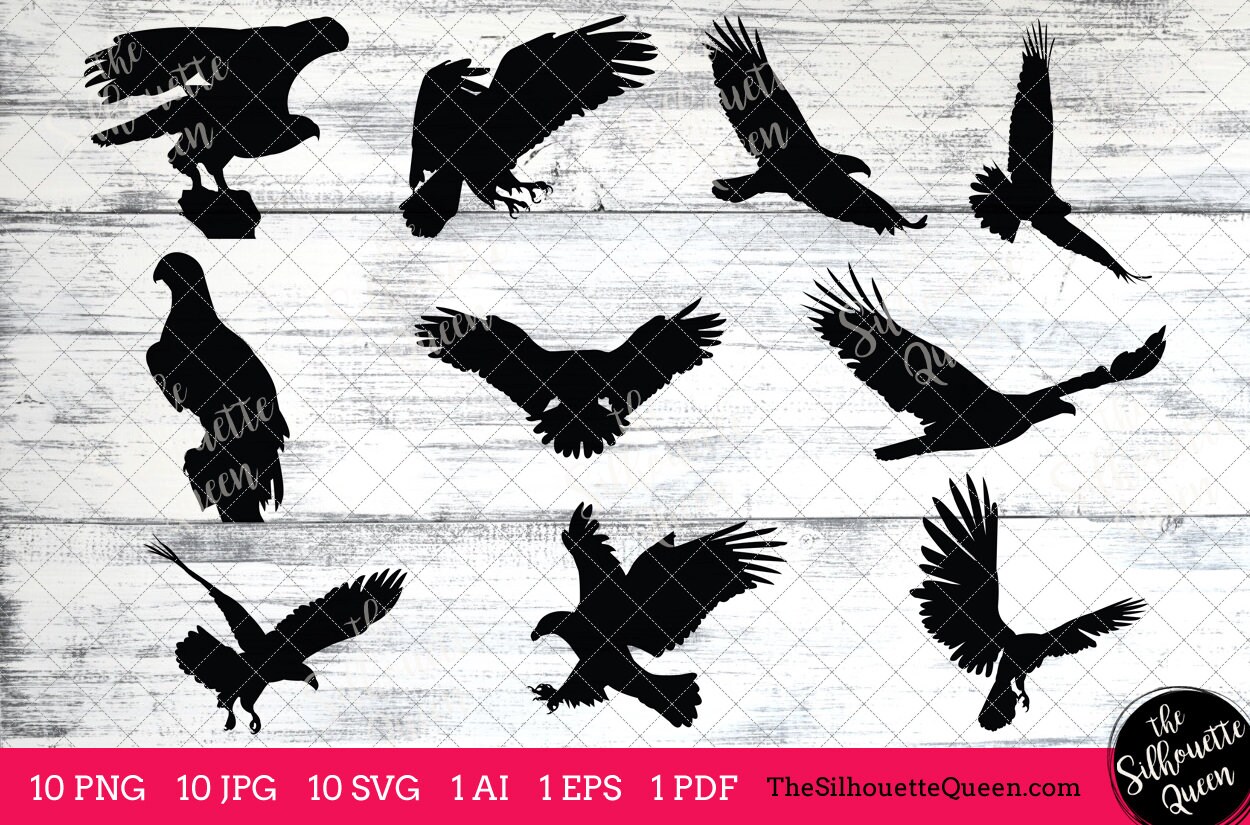 Bald Eagle Bird SVG Files Bundle Flying Bird SVG Sitting | Etsy