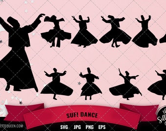 Sufi Dance svg, dance cricut files,  cut files,  dancer silhouette Vector clipart, illustration, eps, svg cutting files