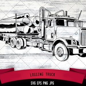 Journalisation du logo vectoriel du camion, Société de location de transport, Clipart, Graphique, Fichiers SVG pour Cricut, Images vectorielles, Silhouette, Clip Art