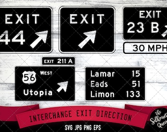 WechselAusfahrt Richtungsschilder Symbol SVG -Vektor Symbol Kommerzieller & persönlicher Gebrauch- Cricut,Silhouette,Cameo,Vinyl Cut