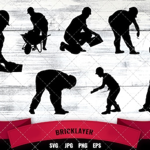 Bricklayer svg, craftsman svg, brick mason svg, construction svg, tradesman svg, cut files for Cricut, Silhouette Design, Svg, PNG, Die Cut