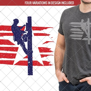 Power Lineman flag svg , American Flag, Fourth of July SVG, 4th of July Svg, Patriotic SVG, Cricut Silhouette Cut File svg dxf