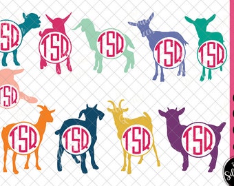 Goat Svg, Monogram Svg, Circle Frames, Cuttable Design, Cut files, Silhouette Studio files, Cricut files, Vector, Svg, Dxf, Eps, Png