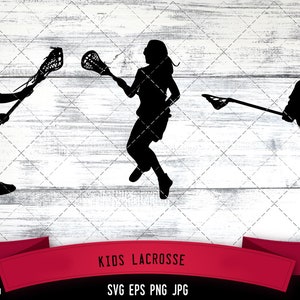 Kids Lacrosse Silhouette Vector  |Kids Lacrosse SVG  | Clipart  | Graphic | Cutting files for Cricut, Silhouette