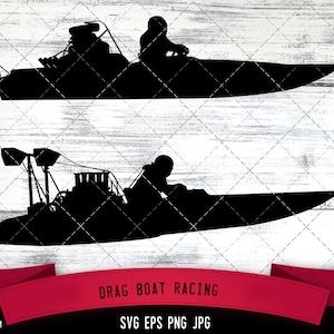 Drag Boat Racing Silhouette Vektor | Drag Boat Racing SVG | Clipart | Grafik | Schneidedateien für Cricut, Silhouette