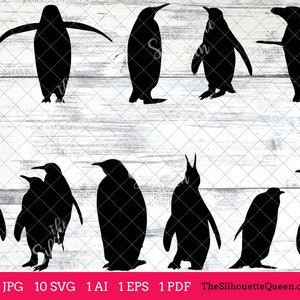 Penguin Bird SVG Files Bundle, Flying Bird SVG, Sitting Bird SVG, Silhouette Studio, Cricut Design Space, Svg, Png, Eps, Pdf, Vector Design image 1