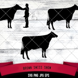 Brown Swiss Cow Show SVG File,Livestock Judging svg, Farm Girl Boy svg, 4-H, FFA Show - Vector Art Commercial for Cricut,Silhouette,Cameo