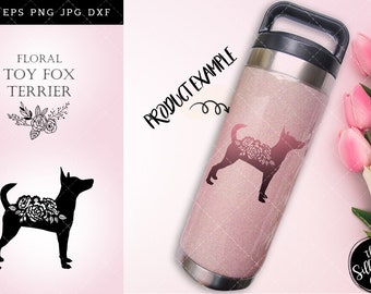 Floral Toy Fox Terrier Dog svg file for cricut, for silhouette, cut eps, cutting png, cuttable dxf, Instant Download design