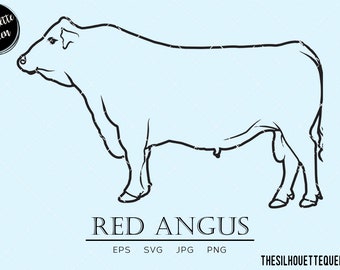 Red Angus cow, Aberdeen Angus cow, Bos taurus, cattle svg, hybrid cow svg, mammal svg, dairy svg, beef svg, cut files for circuit