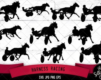 Harness Racing svg, horse sport svg, horse racing svg, equestrian sport svg, jockey svg, trotter svg, pacer svg, cut files for circuit