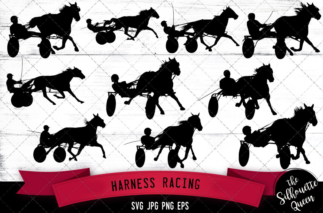Harness Racing svg, horse sport svg, horse racing svg, equestrian sport svg, jockey svg, trotter svg, pacer svg, cut files for circuit