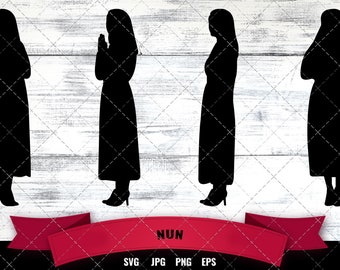 Nun svg, sister svg, religious svg, abess svg, holy svg, modest and fervent svg, cut files for Cricut, Silhouette Design, Svg, PNG