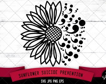 Half Sunflower svg, suicide prevention, awareness svg, depression awareness, mental health svg, anxiety svg, cut files for circuit