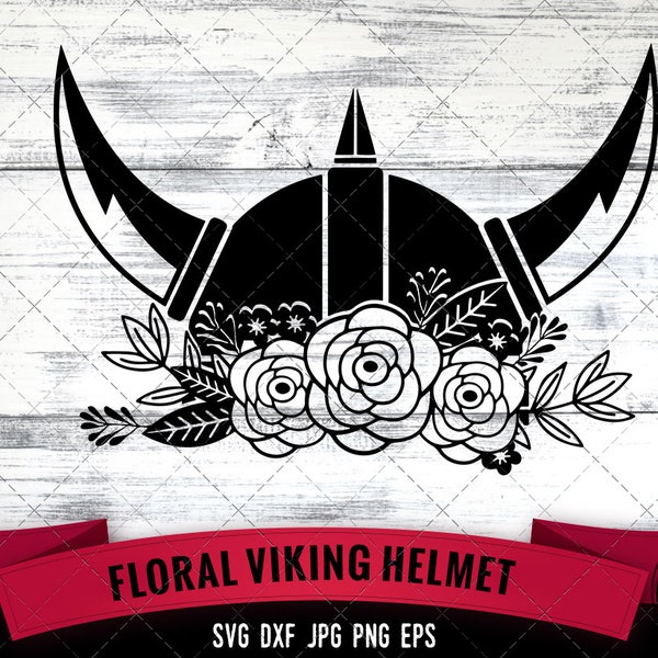 Viking Helmet SVG file, Cute Cut file, Floral, Viking Helmet with Flowers, Craft svg, Cutting File Silhouette Cricut commercial