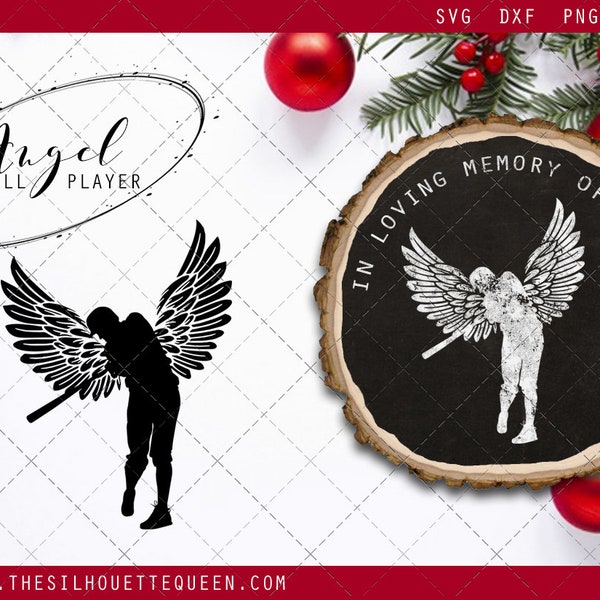 RIP Baseball Player, Memorial with Angel Wings SVG, Sympathy Svg, In Loving Memory of files for cricut