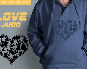 Judo Love SVG Cut File Design, Silhouette, Cricut, Heart  Judo,  Diecut Machine Digital File, Instant Download  dxf, png
