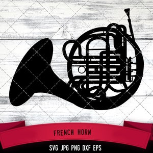 Französisch Horn Svg, musikalische instument Svg, Orchester Svg, professionelle Svg, geschnitten E-Dateien für Cricut, Silhouette Design, Svg, PNG, Dxf