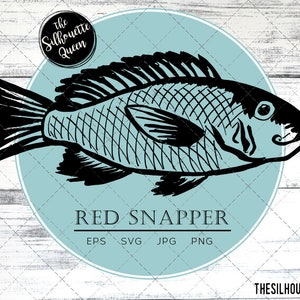 Red Snapper Fish, SVG Design Files, Hand drawn Fishing Vector Clipart, Cricut, Silhouette Cameo, PNG, EPS,