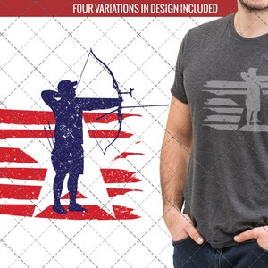 Archery - Men flag svg , Archer svg, American Flag, Fourth of July SVG, 4th of July Svg, Patriotic SVG, Cricut Silhouette Cut File svg dxf