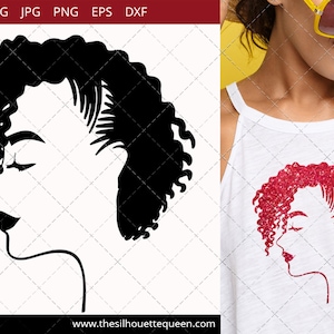 Afro Woman svg with Side-swept Curly Pixie with Cornrows, Braided, African American woman svg,  Black Woman svg , cricut cut files svg