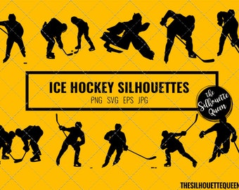 Silueta de hockey sobre hielo, imágenes prediseñadas del portero del jugador de hockey sobre hielo, vector deportivo de hockey sobre hielo, Svg, png, archivos de corte cricut jpg