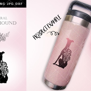 Floreale Greyhound cane file in formato SVG per Cricut, per Silhouette, Cut EPS, taglio PNG, tagliabile DXF, Instant Download design