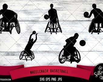 Wheelchair Basketball Silhouette Vector  |Wheelchair Basketball SVG  | Clipart  | Graphic | Cutting files for Cricut, Silhouette