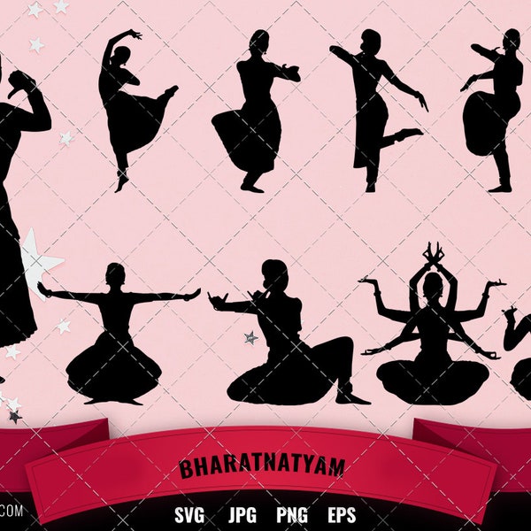 Bharatnatyam dance svg, indian dance cricut files,  cut files,  dancer silhouette Vector clipart, illustration, eps, svg cutting files