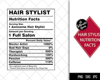 Hair Stylist Nutrition facts svg – Nutrition svg –Hair Stylist facts clipart – Baseball label svg – eps, png, svg for cricut